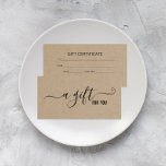 Modern Minimalist Kraft Business Gift Certificate<br><div class="desc">Personalise the custom text above. You can find additional coordinating items in our "Simple And Modern Minimalist Office" collection.

**PLEASE NOTE: The Kraft Look of this is a simulated faux kraft effect using a high quality photo of kraft paper.</div>