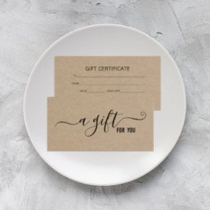 Modern Minimalist Kraft Business Gift Certificate