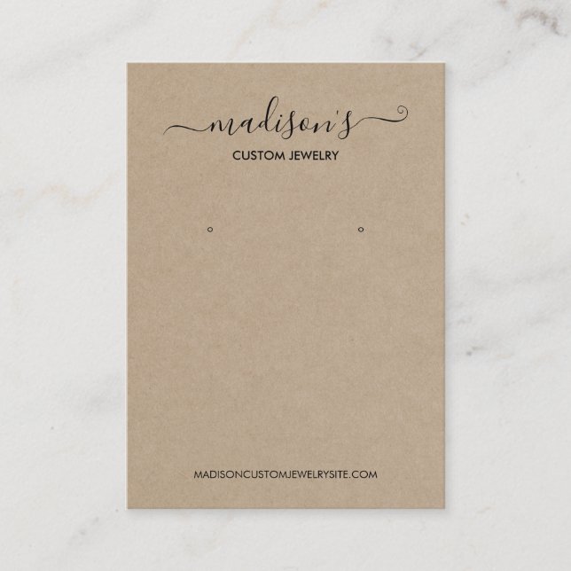 Modern Minimalist Kraft Jewellery Earring Display Business Card (Front)