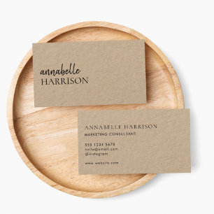 Modern Minimalist   Kraft Rustic Stylish Script Business Card