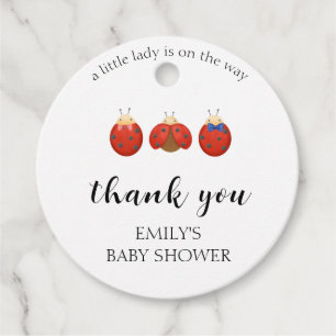 Modern Minimalist Ladybug Family Baby Shower Favour Tags