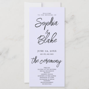 Modern Minimalist Lavender Purple Wedding Program