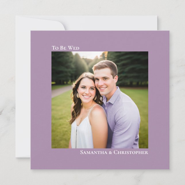 Modern Minimalist Lavender Square Photo Wedding Invitation (Front)