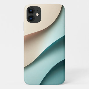 Modern Minimalist Layered Paper Waves Elegant Teal Case-Mate iPhone Case