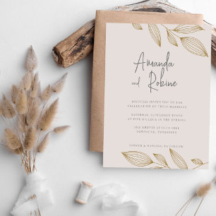 Modern Minimalist Leaf Wedding Invitation