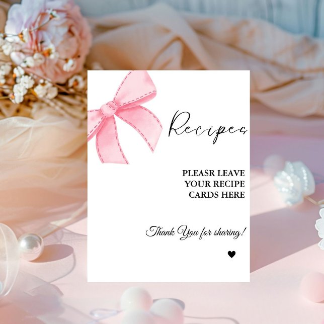 Modern Minimalist Leave your Recipes Bridal shower Pedestal Sign (Creator Uploaded)