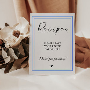 Modern Minimalist Leave your Recipes Bridal shower Pedestal Sign