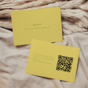 Modern Minimalist Lemon Yellow Wedding QR Code RSVP Card