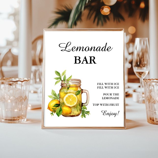 Modern Minimalist Lemonade bar Summer Birthday sig Poster (Creator Uploaded)
