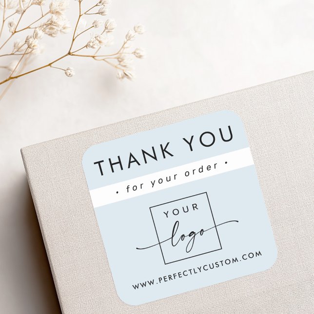 Modern minimalist light dusty blue business thanks square sticker (Modern minimalist light dusty blue business thanks square sticker)