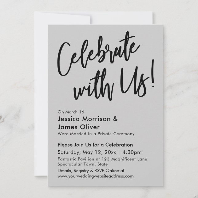 Modern Minimalist Light Grey Celebrate with Us! Invitation (Front)