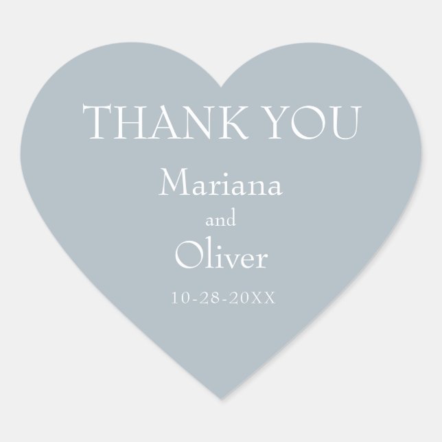 Modern Minimalist Light Grey Wedding Heart Sticker (Front)