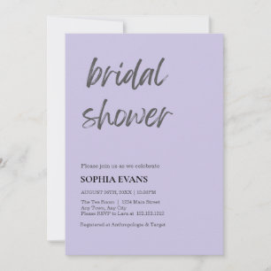 Modern Minimalist Light Purple Bridal Shower Invitation