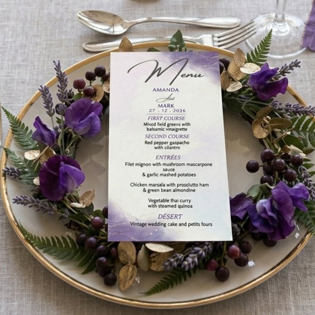 Modern Minimalist Lilac Purple Trendy Menu (Creator Uploaded)