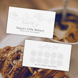Modern Minimalist Line Art Bakery Loyalty Business Card