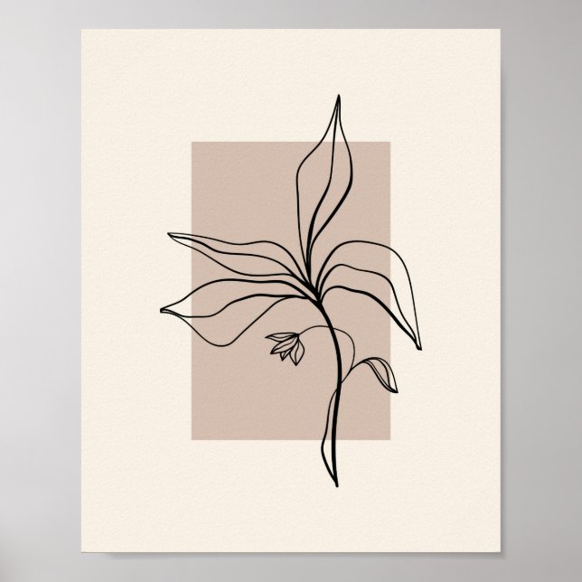 Modern Minimalist Line Art Flower Poster (Front)