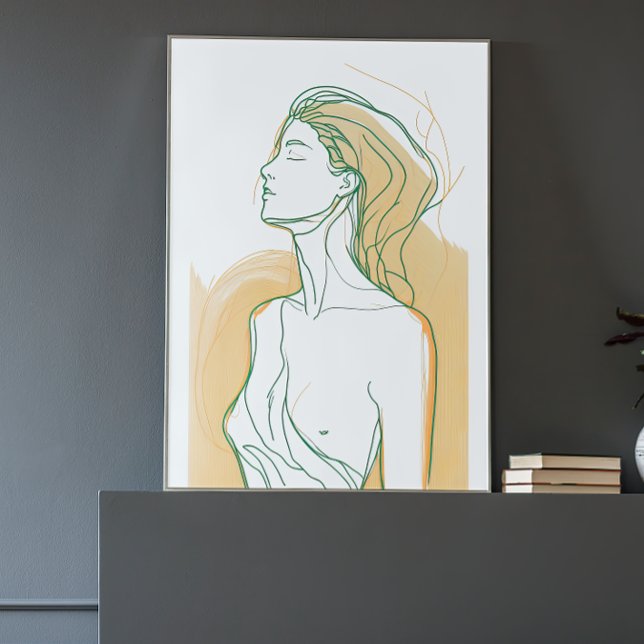 Modern Minimalist Line Art Woman Portrait Ai Art Poster (Creator Uploaded)