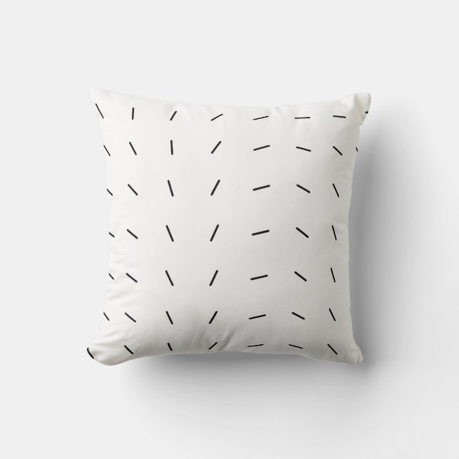 Modern Minimalist Line Pattern | Black & White Geo Cushion (Front)