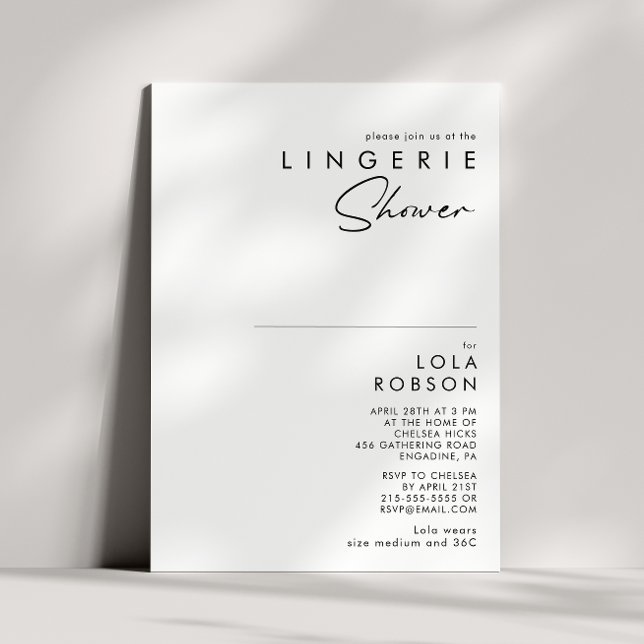 Modern Minimalist Lingerie Shower Invitation (Creator Uploaded)