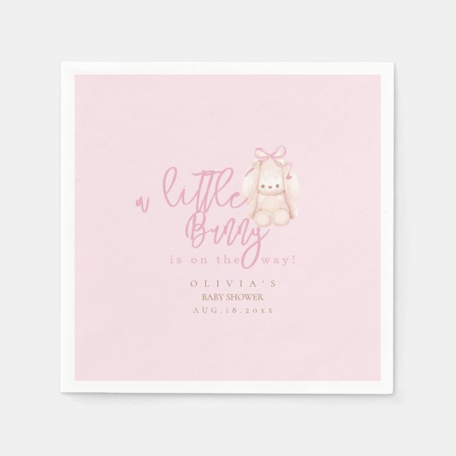 Modern minimalist Little Bunny Girl Baby shower  Napkin (Front)