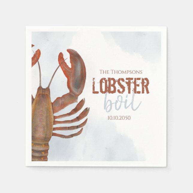 Modern Minimalist Lobster Boil Seafood  Napkin (Front)