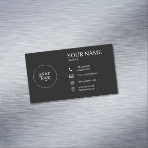 Modern Minimalist Logo Black Magnetic Business Card