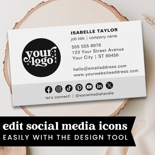 Modern Minimalist Logo Custom Social Media Icons Business Card (Creator Uploaded)