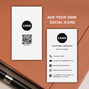 Modern Minimalist Logo Qr Code Professional  Business Card