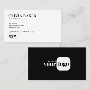 Modern Minimalist Logo & Social Media Icons Business Card