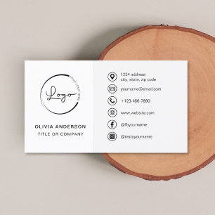 Modern Minimalist Logo with Social Media Icons Business Card