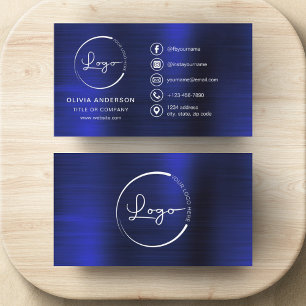 Modern Minimalist Logo with Social Media Icons Business Card