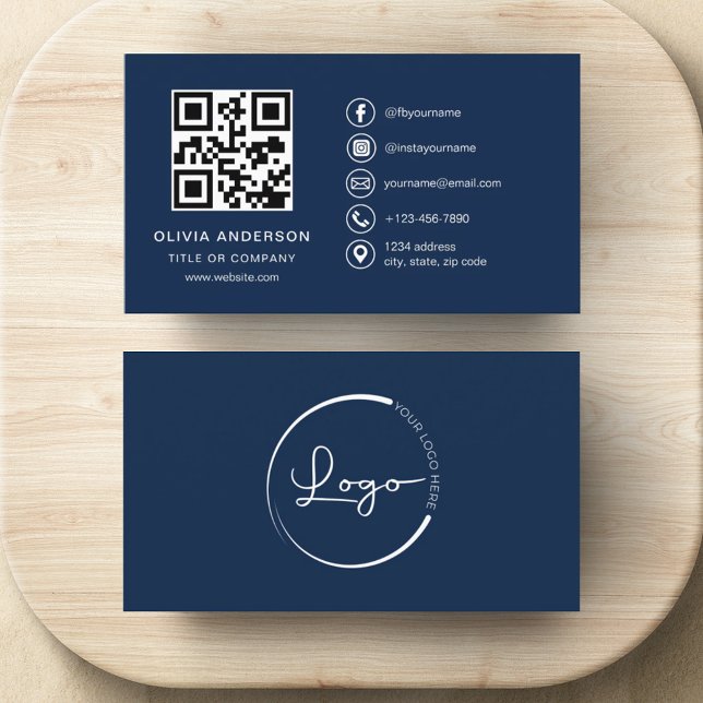 Modern Minimalist Logo with Social Media Icons Business Card (Creator Uploaded)