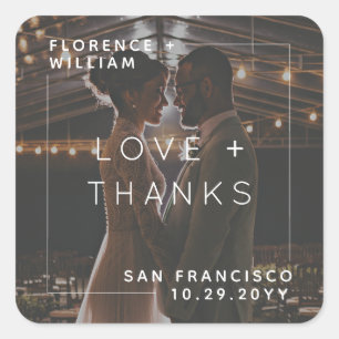 Modern Minimalist Love and Thanks Photo Square Sticker