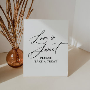 Modern Minimalist Love is Sweet Wedding Pedestal Sign