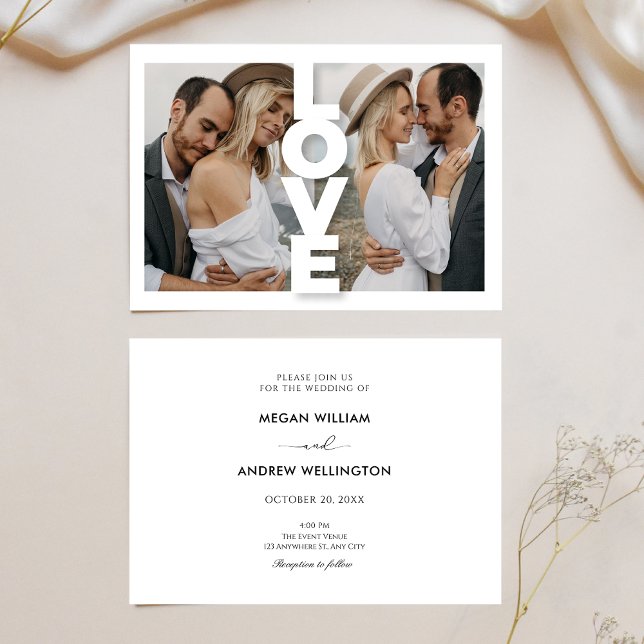 Modern Minimalist love photo collage wedding Invitation (Creator Uploaded)