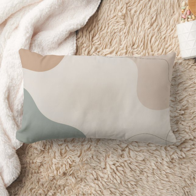 Modern Minimalist Lumbar Pillow with Cozy Abstract (Blanket)