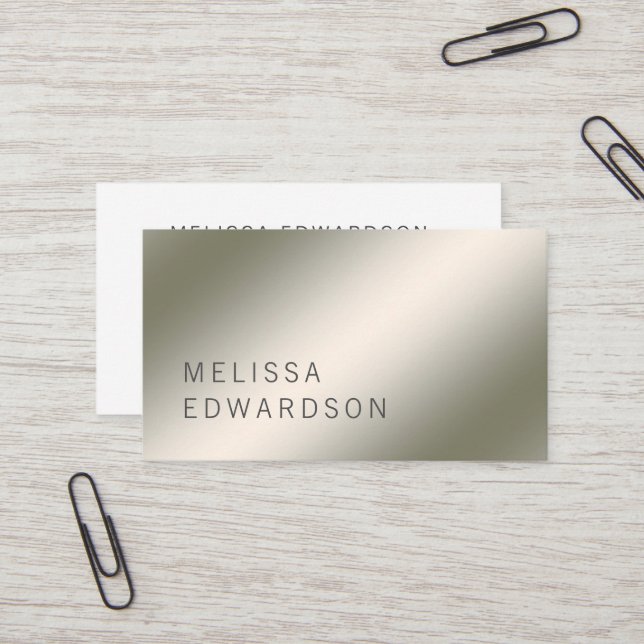 Modern minimalist luminous silver professional business card (Front/Back In Situ)