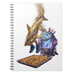 Modern Minimalist Luxury Cyber Shark - Neon Aesthe Notebook