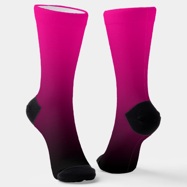 Modern Minimalist Magenta Black Gradient Socks (Angled)
