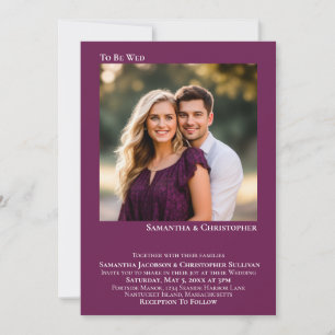 Modern Minimalist Magenta Plum Photo Wedding Invitation