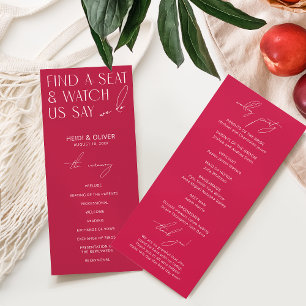 Modern Minimalist Magenta Wedding Programs