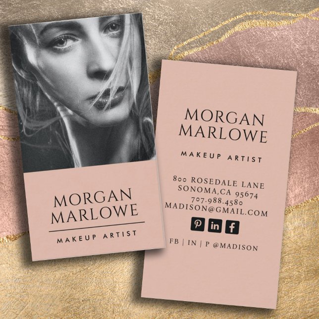 Modern Minimalist Makeup Artist Photo   Business Card (Creator Uploaded)
