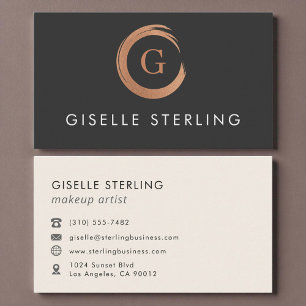 Modern Minimalist Makeup Artist Rose Gold Business Card