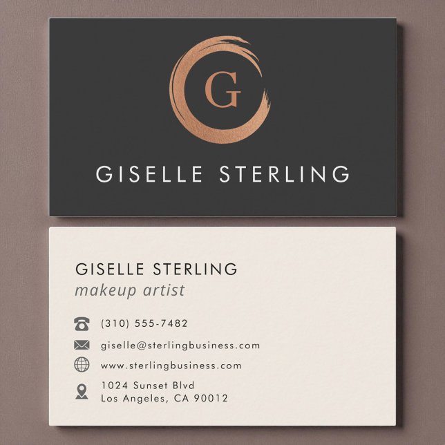 Modern Minimalist Makeup Artist Rose Gold Business Card (Creator Uploaded)