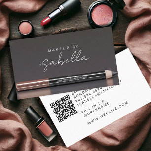 Modern Minimalist Makeup Artist Tools QR Code  Business Card