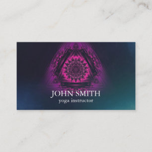 Modern Minimalist Mandala Lotus Yoga Instructor  Business Card