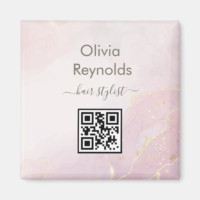 Modern Minimalist Marble Texture Pink Gold Magnet (Front)