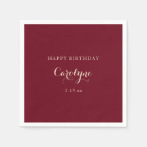 Modern Minimalist Maroon Birthday