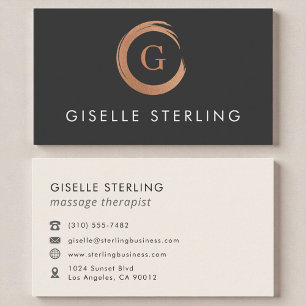 Modern Minimalist Massage Therapist Rose Gold Business Card