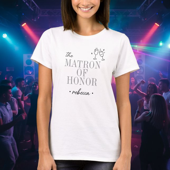 Modern Minimalist Matron Honor Script Bachelorette T-Shirt (Creator Uploaded)